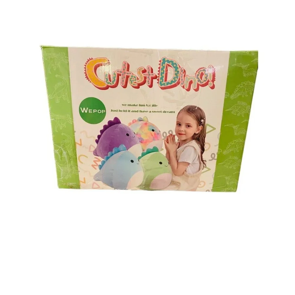 WePop 20 in Dino Pillow Blue New in Box 100% Cotton